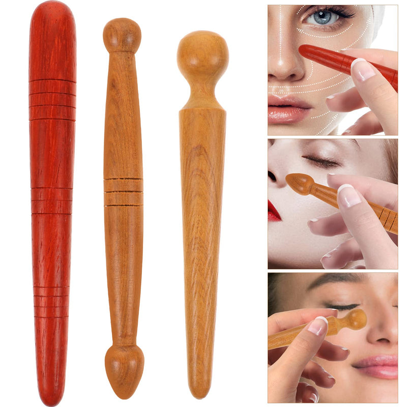 [Australia] - Wooden Acupressure Pen Reflexology Stick 3Pcs Manual Acupressure Pen Wooden Thai Massage Stick Trigger Point Massager Tool Deep Tissue Massage Rod for Men Women Body Feet Muscle 