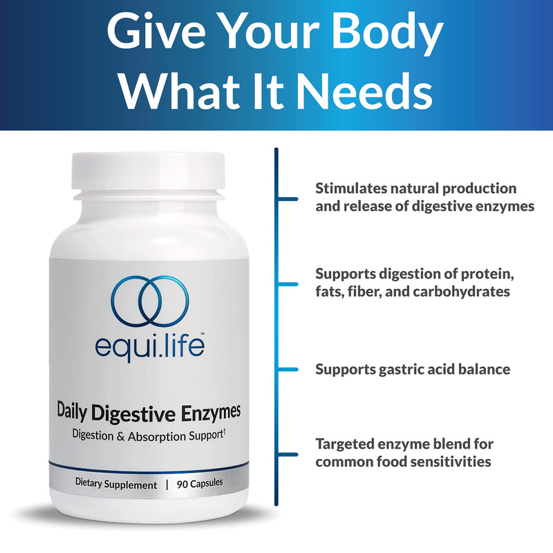 [Australia] - EquiLife - Daily Digestive Enzyme, Gut Health Supplement, May Help Aid Digestion, Promotes Bloating & Gas Relief, Supports Nutrient Absorption, Formulated for Food Sensitivity, Vegan (90 Servings) 