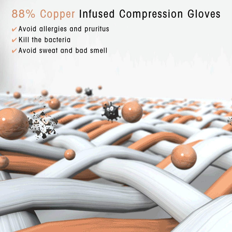 [Australia] - HENOTIC 2 Pairs Copper Compression Gloves for Women Men, Fingerless Breathable & Moisture Wicking Arthritis Compression Gloves for Relieving Carpal Tunnel Aches, Rheumatoid Pains, Joint Swell Small: 2 1/5''-2 3/5'' Two Pairs 