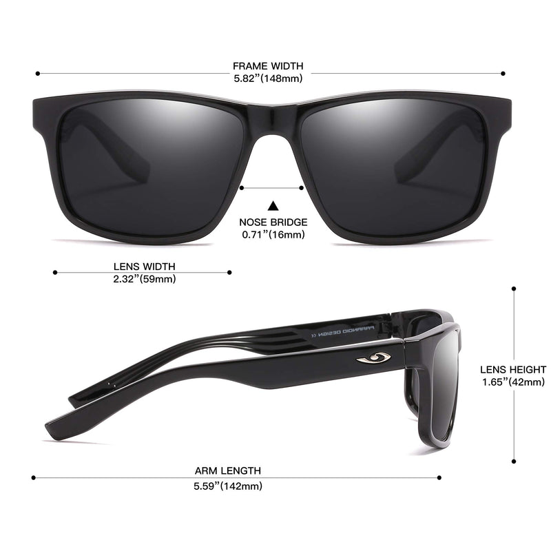 [Australia] - PARANOID Polarized Sunglasses for Men and Women Driving Sports Sun Glasses 100% UV Protection Black 