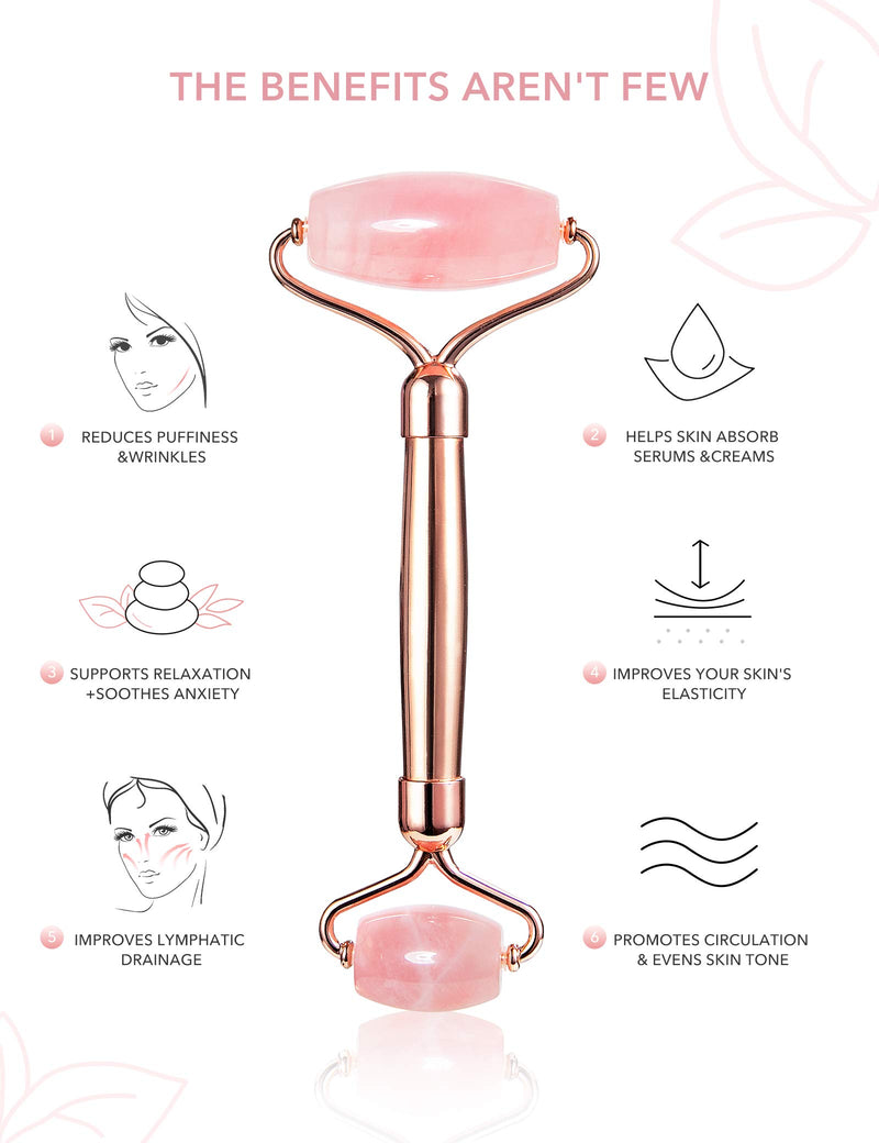 [Australia] - Gua Sha Jade Roller,Rose Quartz Face Roller Skin Care Tools,Beauty Facial Massager,Eye Roller For Puffy Eyes,Self Care Gifts For Women,HANABEE Skincare Sets & Kits (Rose Quartz) Rose Quartz 