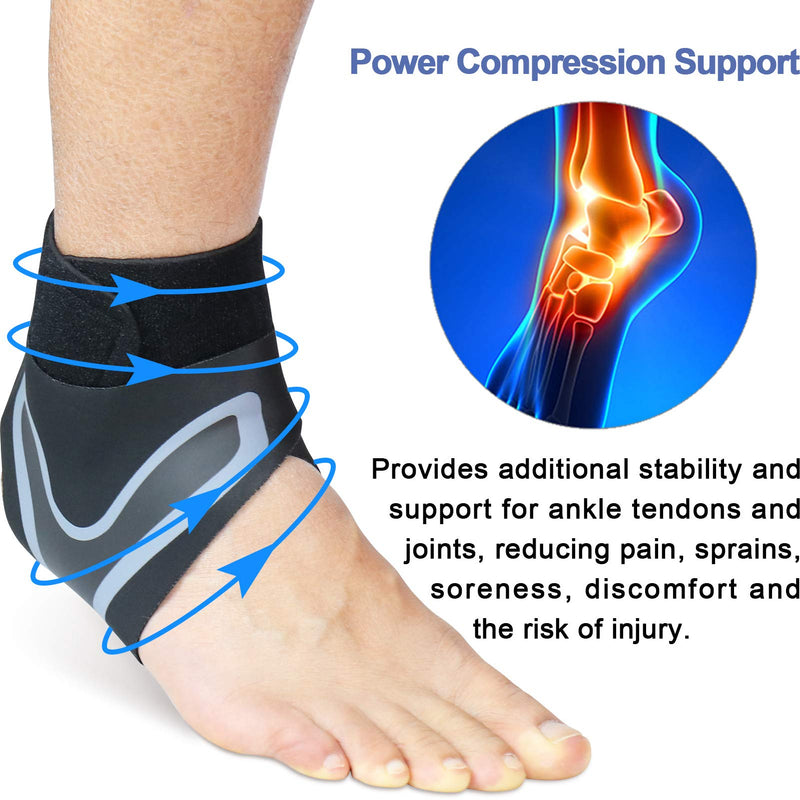 [Australia] - Beister 1 Pair Ankle Support Breathable Neoprene Compression Ankle Brace for Men and Women, Elastic Sprain Foot Sleeve for Sports Protect, Arthritis, Plantar Fasciitis, Achilles tendonitis, Recovery Black Large (Pack of 2) 