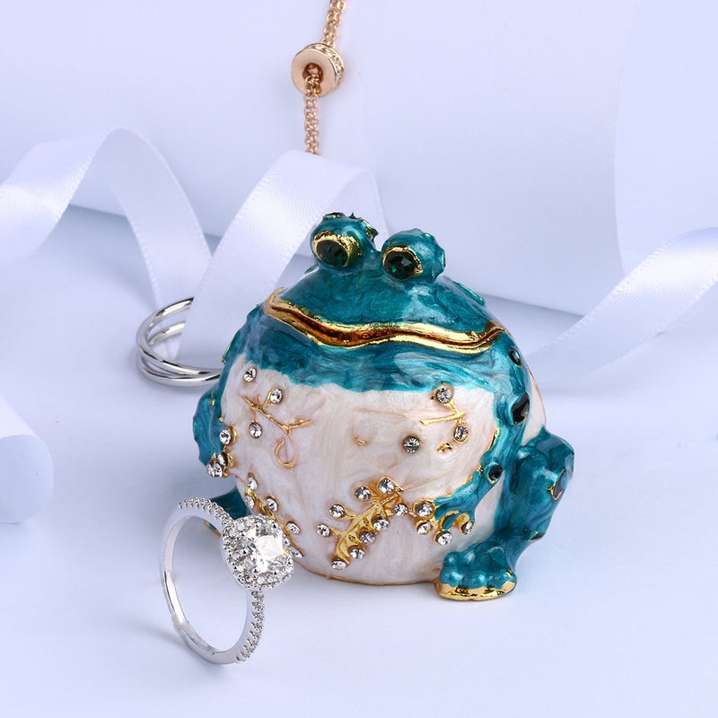 [Australia] - YUFENG Frog Figurines Trinket Box Hand-Pinted Keepsake Box Ring Jewelry Storage Holder Figurine Collectible 
