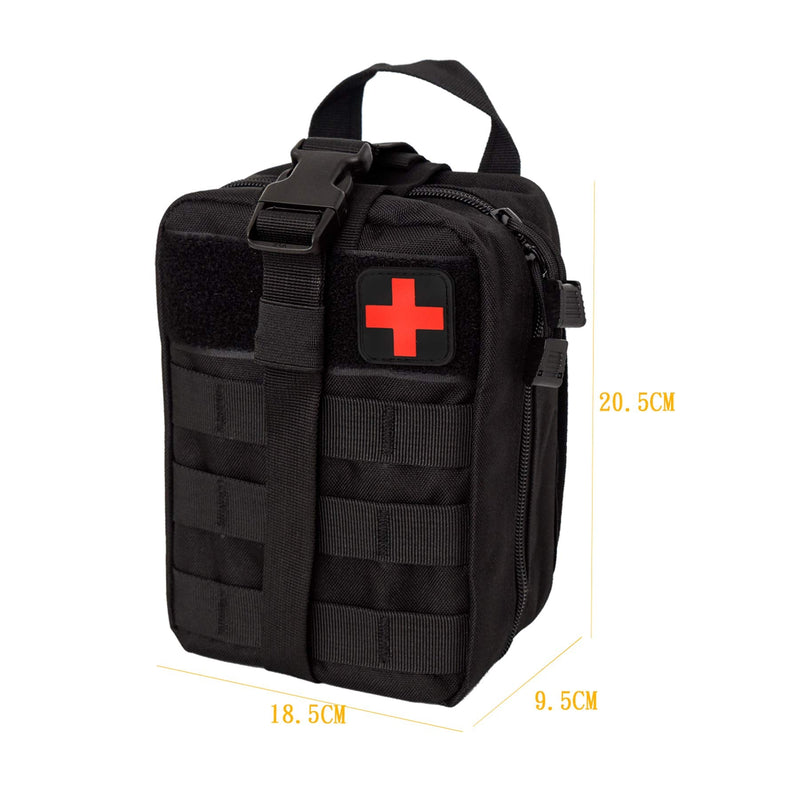 [Australia] - Krisvie 2Pack First Aid Molle Pouch EMT Pouch Detachable Tactical Medical Bag for Outdoor Activities with Shear Black 