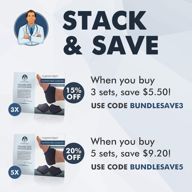 [Australia] - Dr. Frederick’s Original Neoprene Heel Guard Set - 2 Pieces - Heel Protectors - Relieve Heel Pain from Plantar Fasciitis - Heel Spur - Cracked Heels - W7.5 - 10 | M6 - 8 