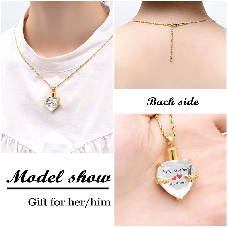[Australia] - Yinplsmemory Mom Urn Necklace for Ashes Crystal Hollow Heart Pendant Ashes Keepsake Jewelry - Mother Cremation Memorial Gift Gold and clear b 