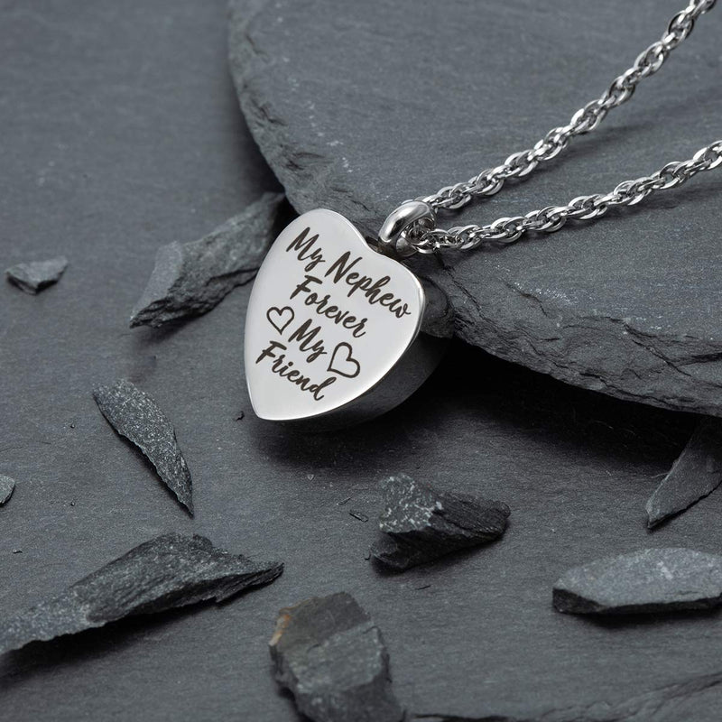 [Australia] - Forever My Friend Urn Necklace for Ashes Cremation Jewelry Fillable Necklace Stainless Steel Memorial Necklace Nephew 
