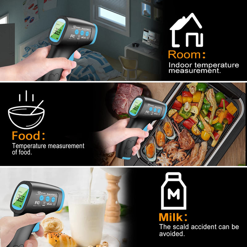 [Australia] - Thermometer for Adults, No Touch Forehead Thermometer for Adults and Children, Digital Infrared Body Thermometers for Kids, Baby Thermometer with High Temperature Alarm Instant Accurate Reading Black 
