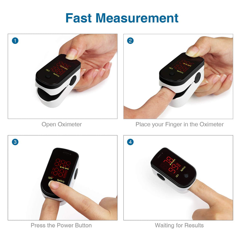 [Australia] - ChoiceMMed Black Finger Pulse Oximeter - Blood Oxygen Saturation Monitor Great as SPO2 Pulse Oximeter - Portable Oxygen Sensor with Included Batteries - O2 Saturation Monitor with Carry Pouch 