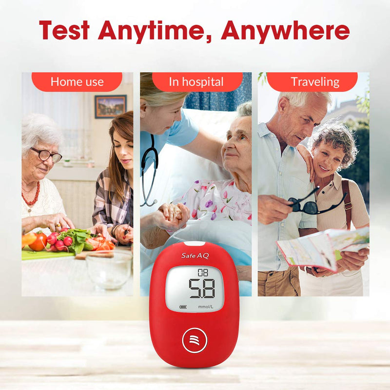 [Australia] - sinocare Diabetes Testing Kit, Blood Sugar Tester, Blood Glucose Monitor Safe AQ Smart with Test Strips x 50 & Lancets x 50 & Case for UK Diabetics -in mmol/L, Voice Only Test Kit - Smart 