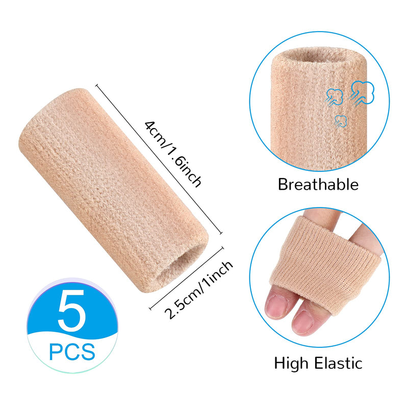 [Australia] - Finger Splint Support 5 Pieces Finger Splint Mallet and 5 Pieces Finger Sleeves Protector Elastic Compression Protector for Finger Pain Relief, Sport Injury, Finger Stiffness, Finger Joint Protection 