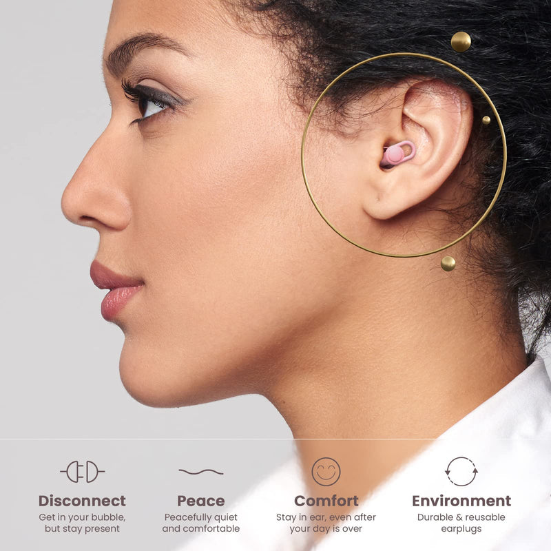 [Australia] - Silicone Ear Plugs for Noise Reduction - Reusable Soft Comfortable Earplugs for Sleeping,Noise Sensitivity & Flights -16 Ear Tips in XS/S/M/L, with 2 Travel Boxes - 33dB Noise Cancelling(Pink) Pink 