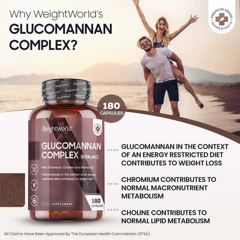 [Australia] - Glucomannan Complex - 3000mg - Fibre Diet Supplement Complex Capsules With Vitamin D, Chromium & Choline, Choline Contributes To Normal Lipid Metabolism (EFSA), Konjac Glucomannan - Vegetarian Formula 