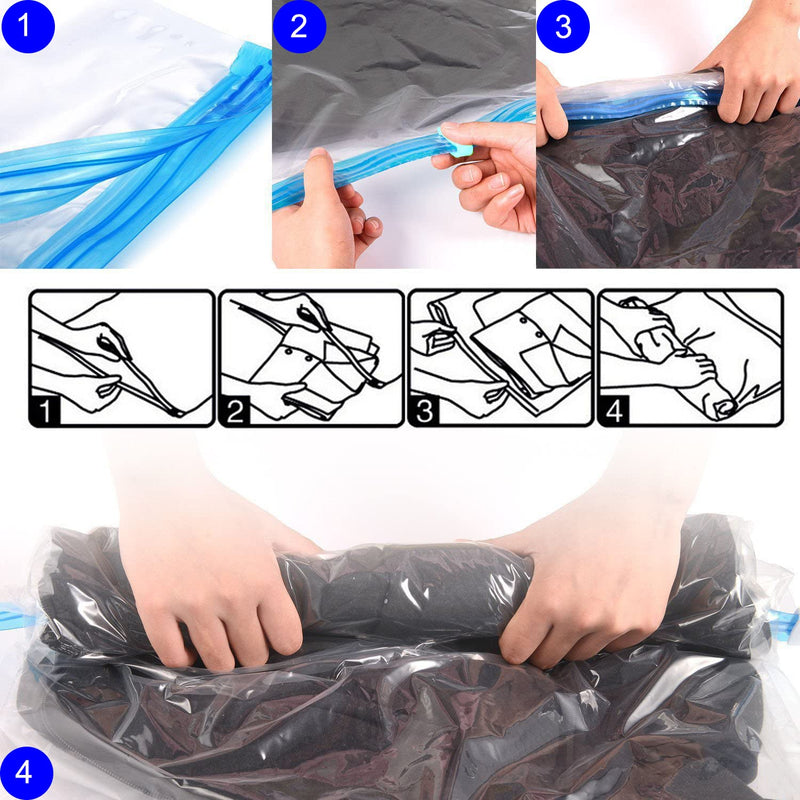 [Australia] - Roll Up Storage Bags for Travel, 4 Pack Medium 60x40cm Compression Bags for Suitcases, No Vacuum Needed, Save More Space in Travelling 4 Travel 60x40cm 