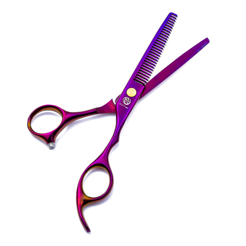 [Australia] - 6.0 inch Purple Hair Cutting Scissors Set with Razor, Leather Scissors Case, Barber Hair Cutting Shears Hair Thinning/Texturizing Shears for Professional Hairdresser or Home Use Set12 