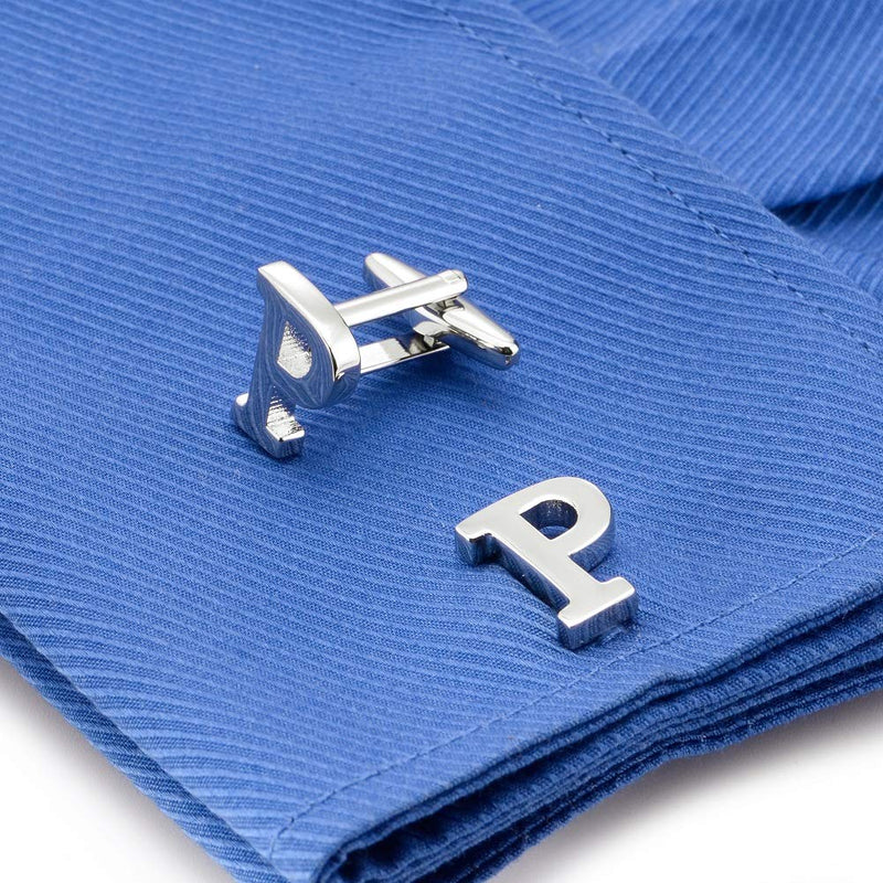 [Australia] - HAWSON Initials Cufflinks for Men Silver Plated Tone Mens Shirt Accessorry P 