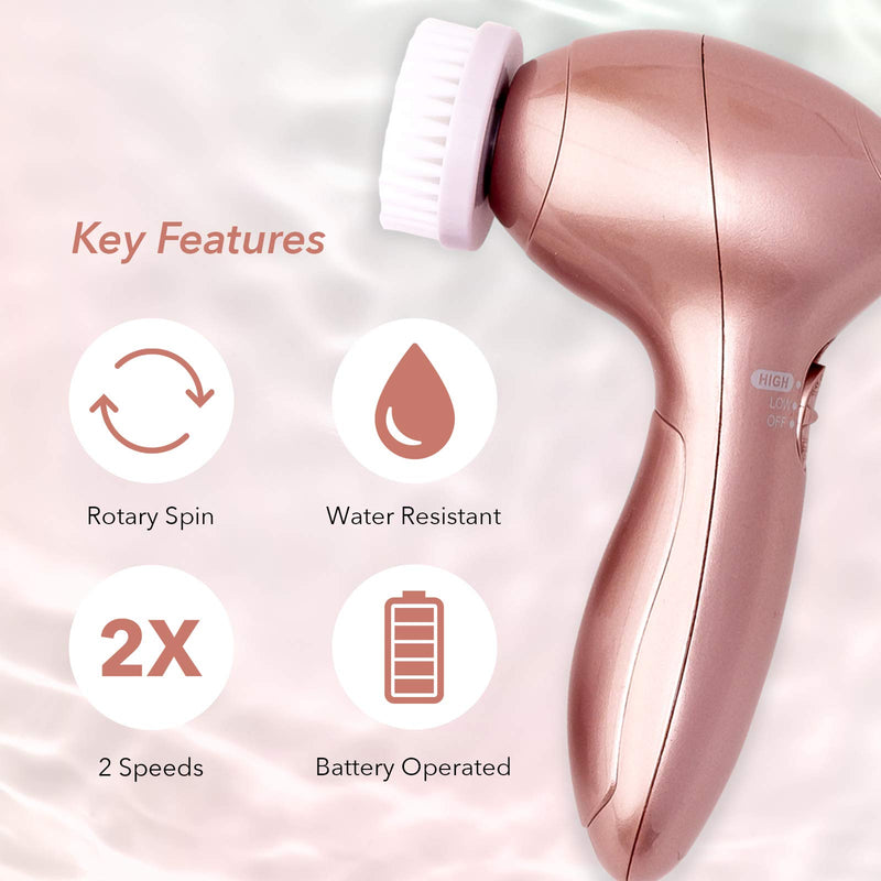 [Australia] - Zoë Ayla Facial Cleansing Brush with Interchangeable Heads (Rose Gold) Rose Gold 