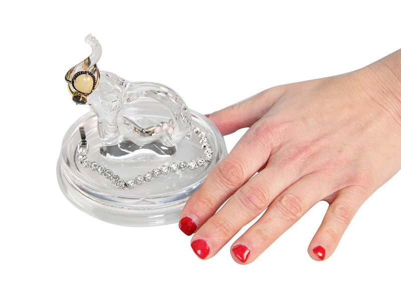 [Australia] - ARAD Elephant Acrylic Ring Holder Dish, Cute Bedroom Jewelry Tray, Fun Trinket Platter 