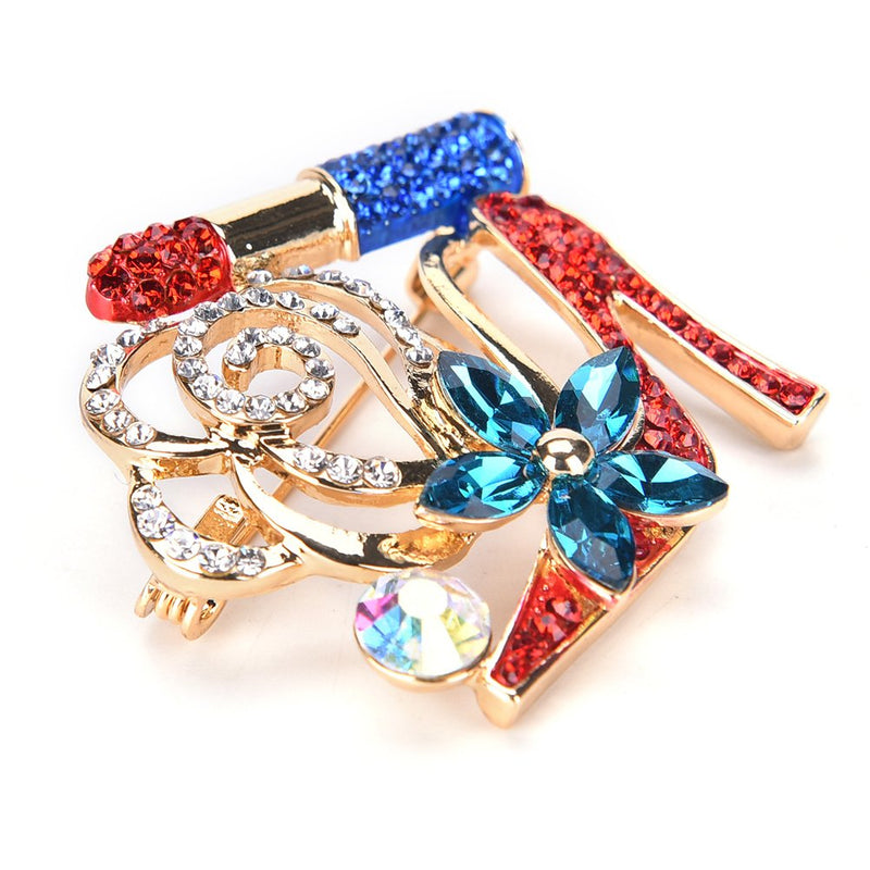[Australia] - Lip Stick and High Heel Brooch for Women's Fashion Crystal Brooch Pin 