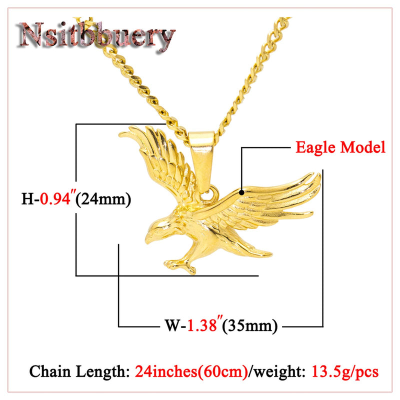 [Australia] - Nsitbbuery Hip Hop 18K Gold Plated Stainless Steel Animal Eagle Pendant Necklace 