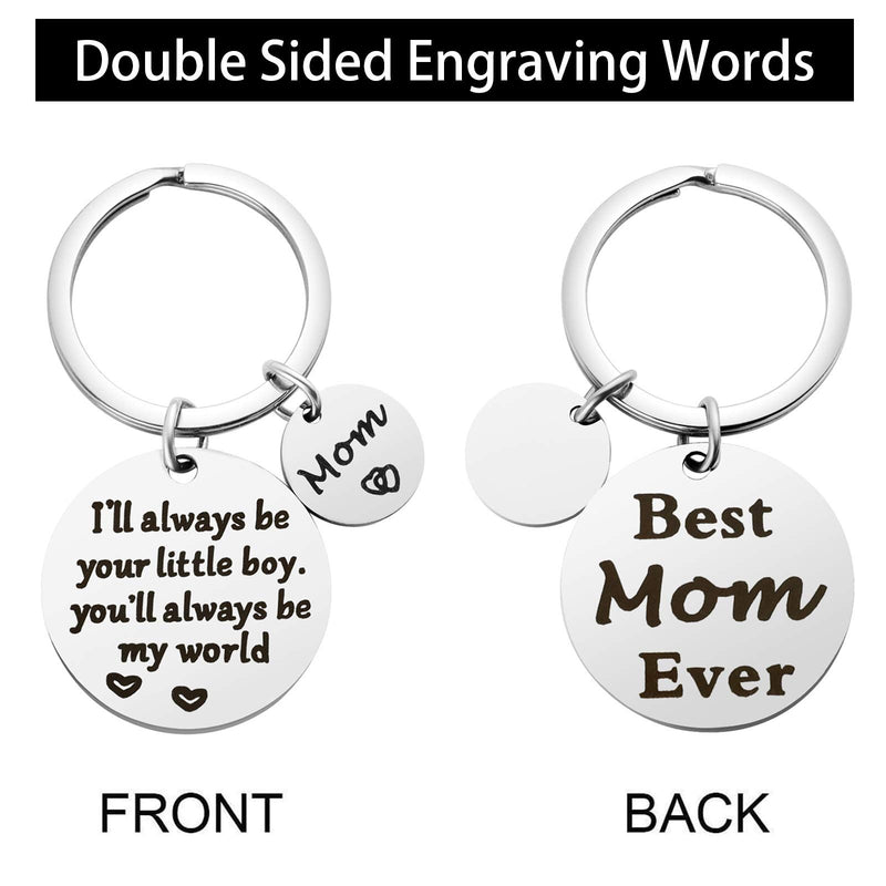 [Australia] - Mother’s Day Gift, Mom Keychain from Son for Birthday, Double Side I'll Always Be Your Little Boy, You Will Always Be My World - Best Mom Ever Keychain for Mom Valentine’s Day Christmas Gift 