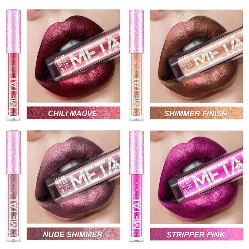 [Australia] - Glitter Shimmer Liquid Lipstick Set 12 Colors Shinning and Long Lasting Waterproof Colourful Lip Gloss Set (12 PCS ) 