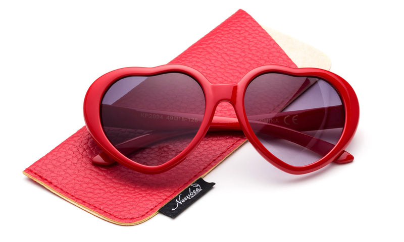 [Australia] - Kids Girls Fashion Heart Shaped Sunglasses Vintage Cute Heart Sunglasses Girls Red 