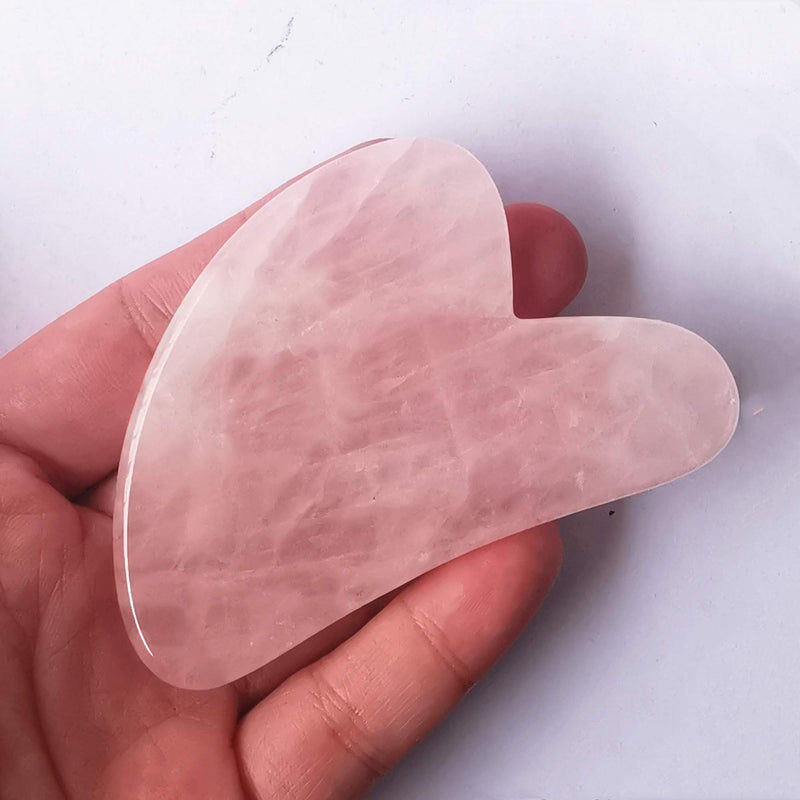 [Australia] - Bacatgem 1 Pcs Natural Rose Quartz Scraping Facial Massage Tools, Crystal Jade Guasha Stone Board for SPA Acupuncture Therapy Trigger Point Treatment Pink-Rose Quartz 