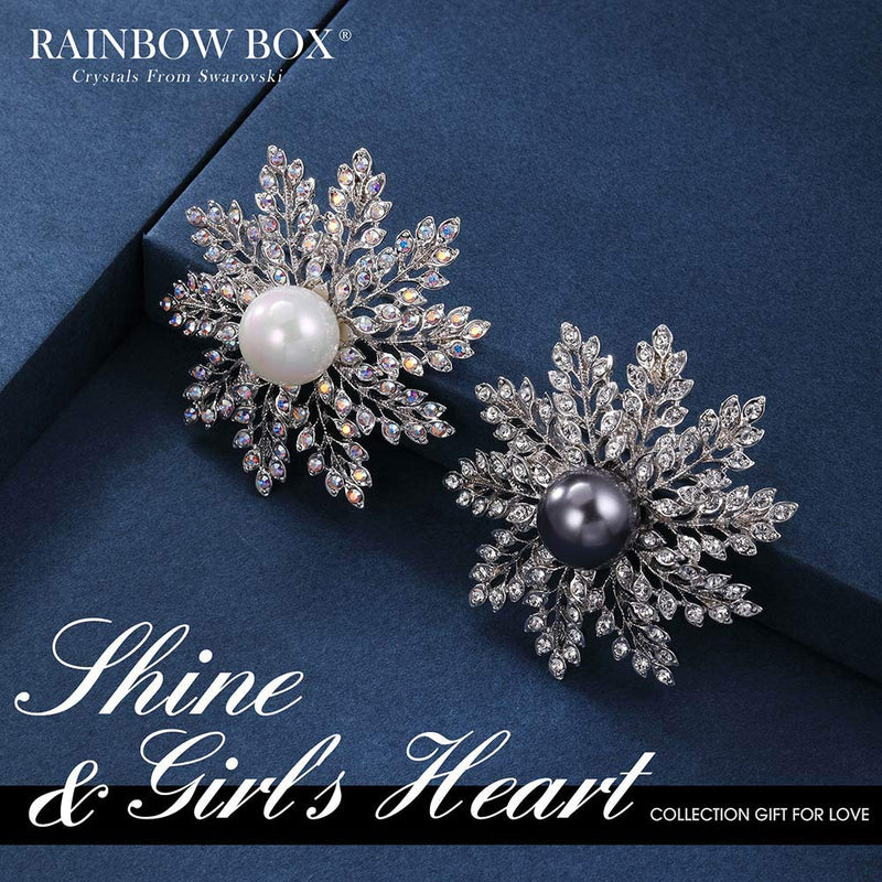 [Australia] - Rainbow Box Brooches for Women, Maple Leaf Brooch Pins for Women,Rhinestone from Swarovski Crystal Jewelry Women's Brooches & Pins White 