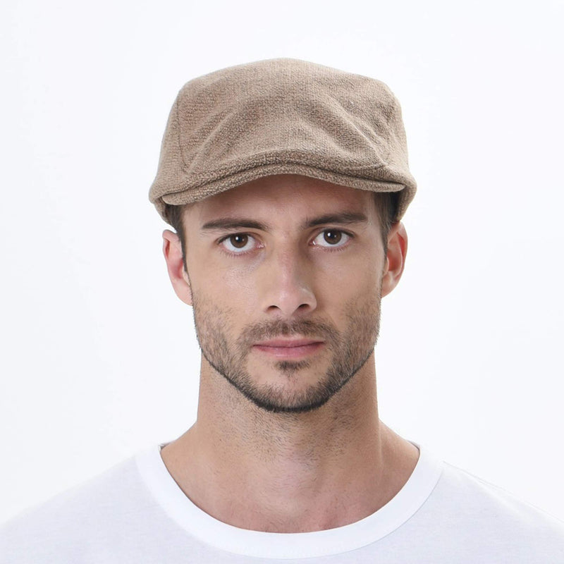 [Australia] - WITHMOONS Ivy Cap Straw Weave Linen-Like Cotton Cabbie Newsboy Hat MZ30038 One Size Brown 