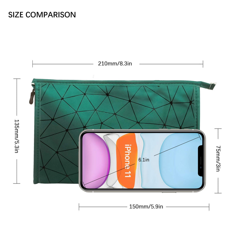 [Australia] - PU Leather Makeup Pouch Bag for Women Girls Men, Geometric Print, Water-resistant Portable Cosmetic Bag Toiletry Bag Travel Organizer, Lightweight, Large Capacity, Zipper(Small) Small 