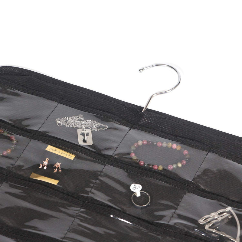 [Australia] - DIOMMELL 80 Pockets Hanging Jewelry Organizer for Women, Storage Bag for Earrings Necklace Bracelet Ring Accessory Display Holder Box Black 