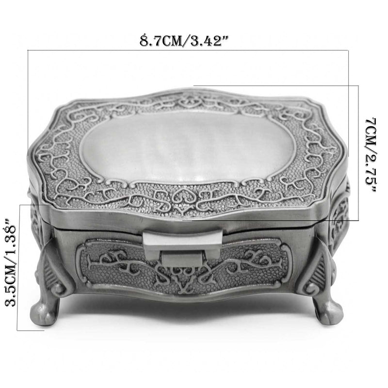 [Australia] - AVESON Rectangle Vintage Metal Jewelry Box Trinket Gift Box Chest Ring Case for Girls Ladies Women, Small 