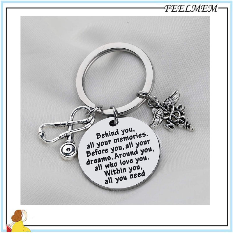 [Australia] - FEELMEM NP Graduation Gift NP Nurse Practitioner Gift NP Keychain Behind You All Memories Before You All Your Dream Inspirational Gift for Nurse Practitioner Graduates 