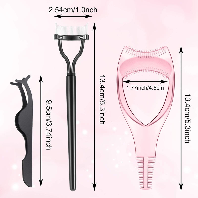 [Australia] - 7 Pieces Eyelash Makeup Tool Set, Mascara Applicator Guide Tool, Eyelash Comb Curler Eyelash Separator, Eyelash Extension Tweezers for Women Girls Lash Eyelash Tools (Black, Pink) Black, Pink 