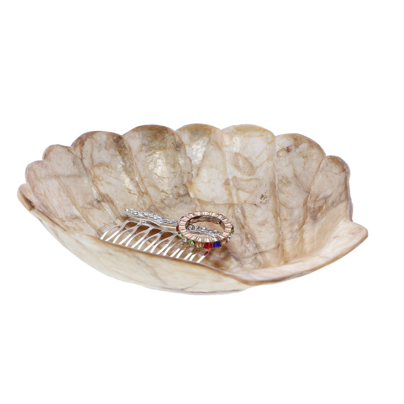 [Australia] - Li'Shay Capiz Dish Scalloped Clam Shape Oyster Shell Trinket Jewelry Tray - Gold 