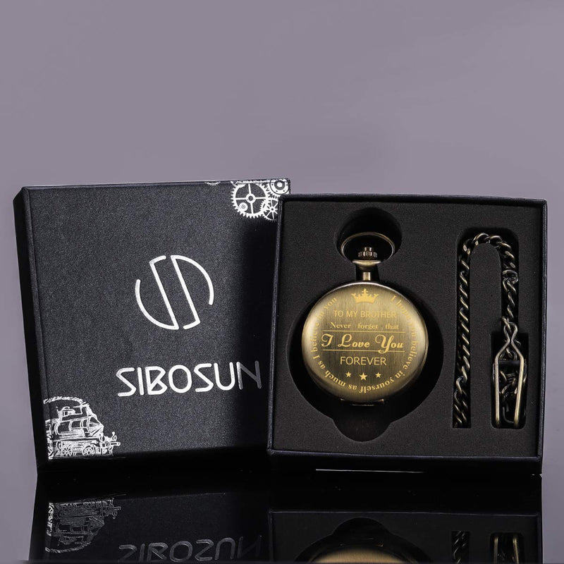 [Australia] - SIBOSUN Pocket Watch Men Personalized Chain Quartz from Son Daughter Child to DAD Engraved 23 Brother, Copper 