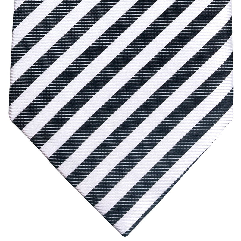 [Australia] - Retreez Striped Woven Microfiber Boy's Tie - 8-10 years 8 - 10 years Black/White Stripe 