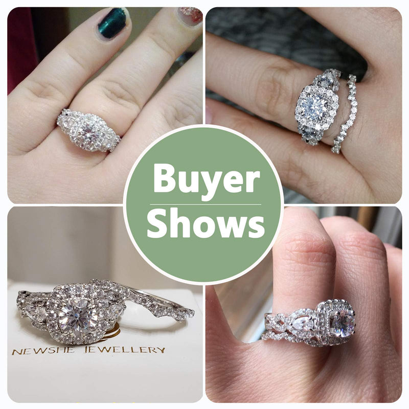 [Australia] - Newshe Engagement Wedding Ring Set for Women 925 Sterling Silver 2.4ct Round Pear White Cz Size 5-12 