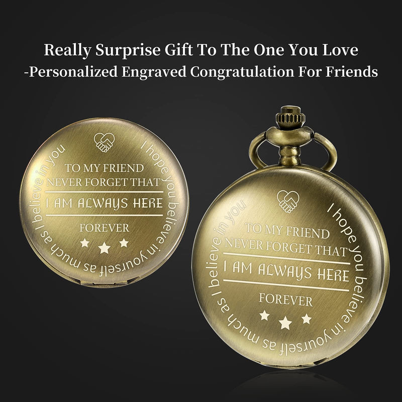 [Australia] - TREEWETO to My Friend Engraved Pocket Watch with Chain Custom Gift for Best Friend Men Women Birthday Wedding Graduation Christmas Bronze 