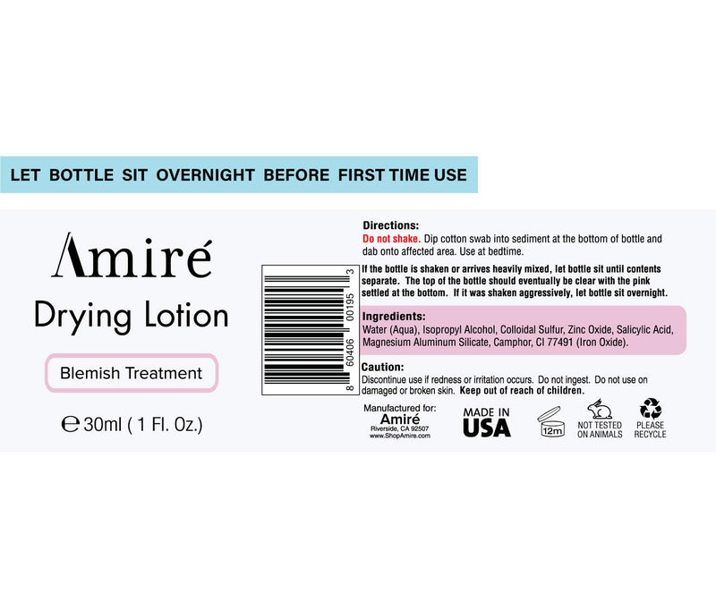 [Australia] - Amire Blemish Drying Lotion, Acne Spot Treatment Skincare Formula for Teens and Adults, Pink Lotion Dries Out Pimples, Blemishes, Zits, and Clogged Pores 