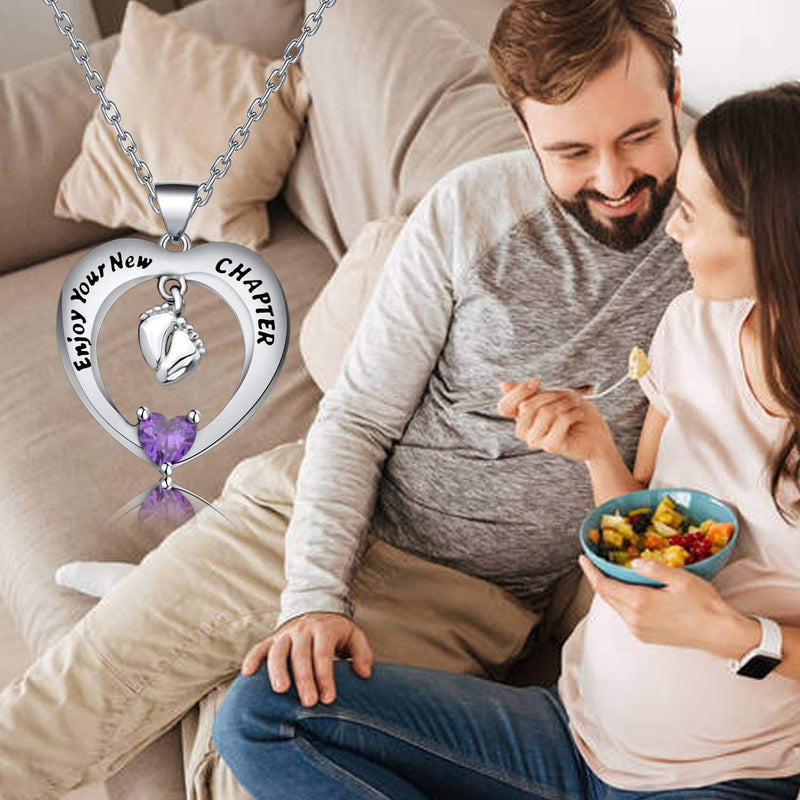 [Australia] - AKTAP Mommy to Be Gift New Parents Gift Enjoy Your Chapter Keychain First Time Mom Gift Pregnancy Announcement Gifts with Baby Footprint Charm Pregnancy Announcement Necklace 