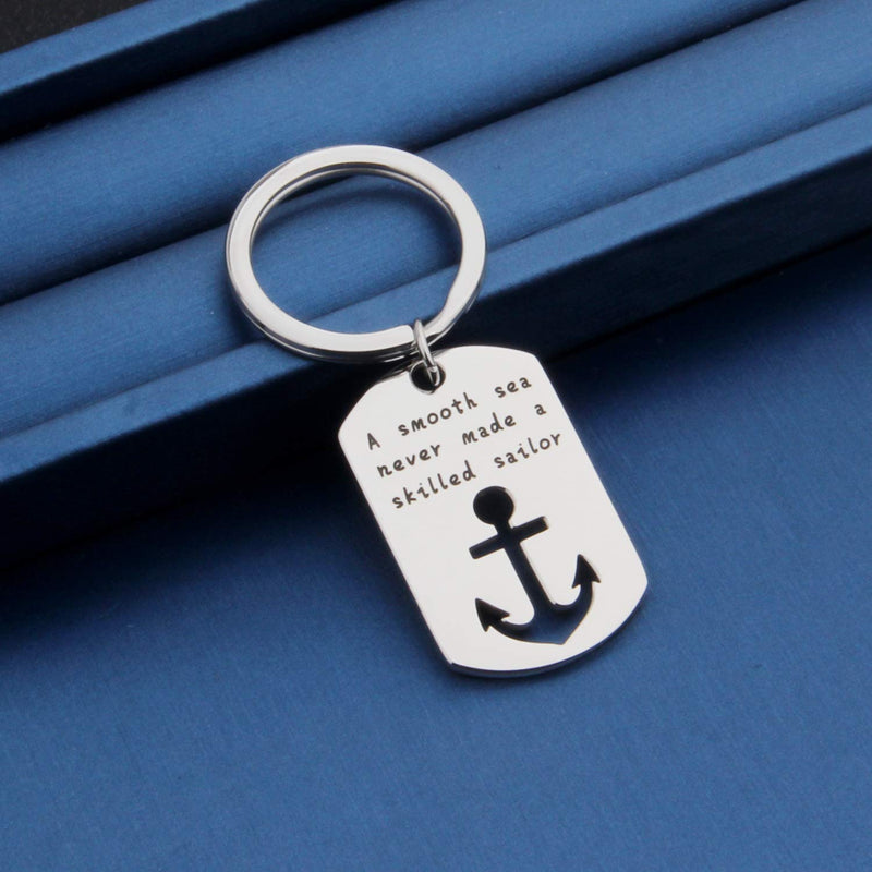 [Australia] - Inspirational jewelry A Smooth Sea Never Made A Skilled Sailor Keychain Sailors Gift Anchor Jewelry Anchor Keychain 