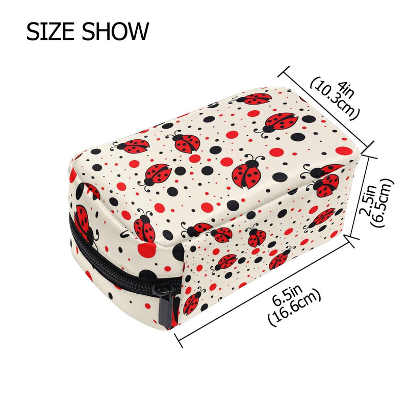 [Australia] - YZGO Red Black Polka Dots Ladybugs Cosmetic Pouch Waterproof Makeup Bag Organizer Travel Case 
