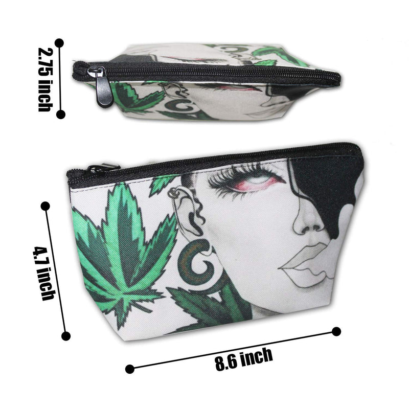[Australia] - Beauty Weed Girl Travel Makeup Bag Portable Cosmetic Bag Zipper Pouch Trapezoidal Toiletry Organizer Bags for Women Men 