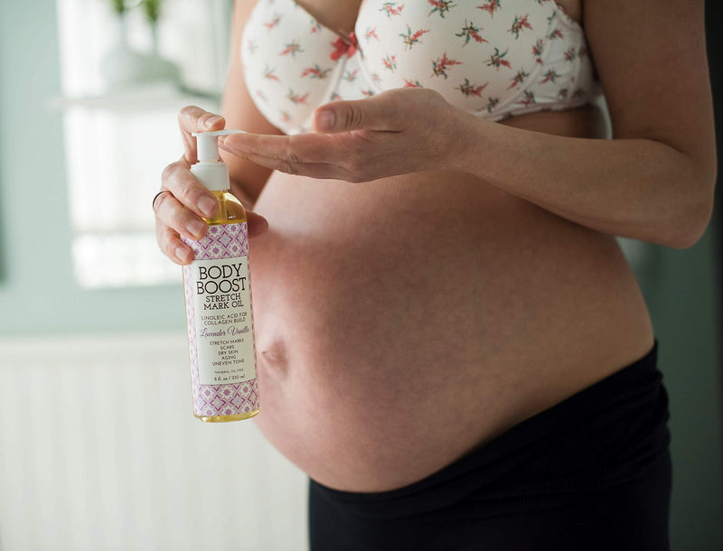 [Australia] - Body Boost Lavender Vanilla Stretch Mark Oil 8oz- Repair Stretch Marks and Scars- Pregnancy and Nursing Safe- Vegan 