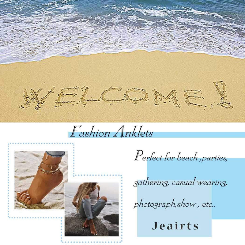 [Australia] - Jeairts Boho Carved Flower Barefoot Sandals Gold Anklet Fashion Folk Anklet Bracelet Vintage Beach Foot Chain Jewelry for Women and Girls（Pack of 2） 