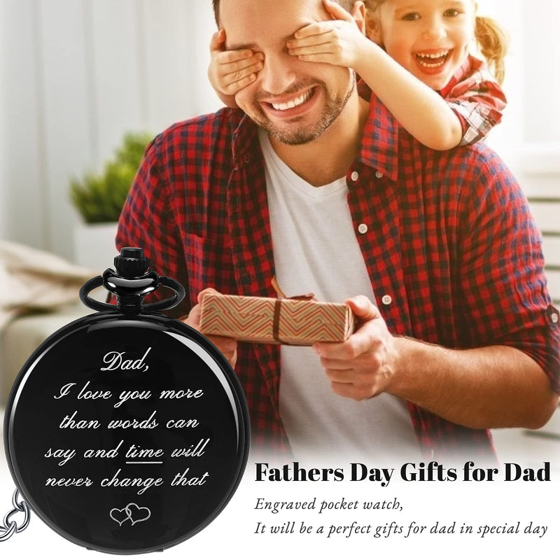 [Australia] - SELORY Fathers Day Dad Gifts from Daughter,Son, Kids, Dad Gifts,Birthday Gifts for Dad-Personalized Fathers Day Pocket Watch Gifts Black 