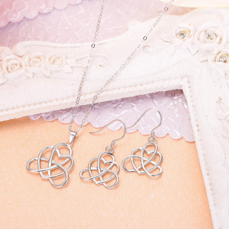 [Australia] - BriLove 925 Sterling Silver Endless Love Vintage Irish Celtic Knot Jewelery for Womens Triquetra Knot set 