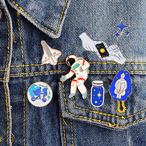[Australia] - Pibupibu Collect Addiction Cute Unique Brooch Pins Set for Clothes Bag Jacket Backpack Hat Costume Accessories Decoration Space Exploration 